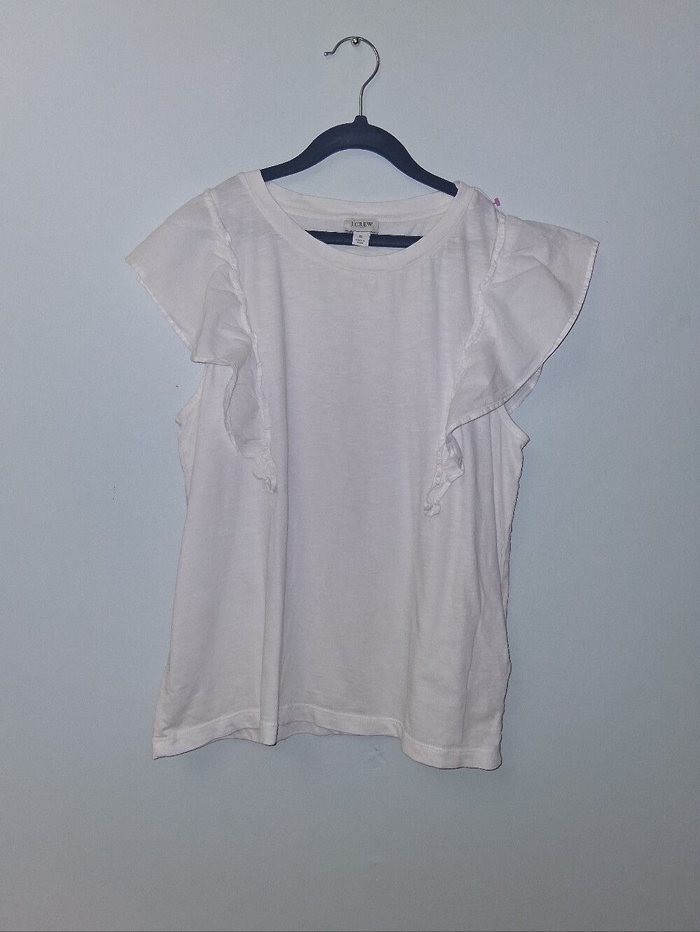 J.Crew Sleeveless Ruffle Shoulder Top - White